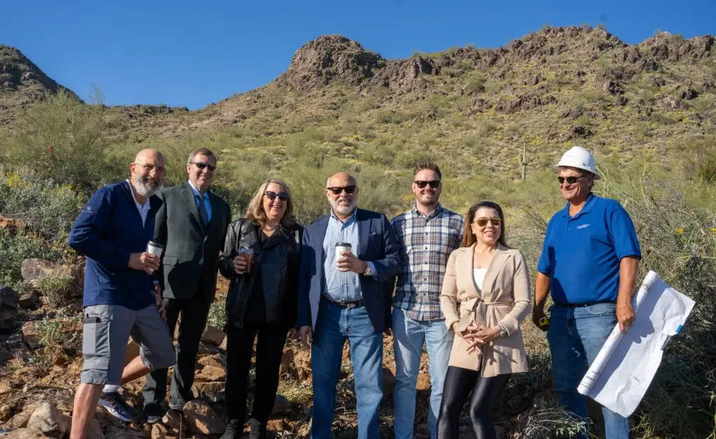 Project team and homeowners at the Mummy Mountain hillside groundbreaking