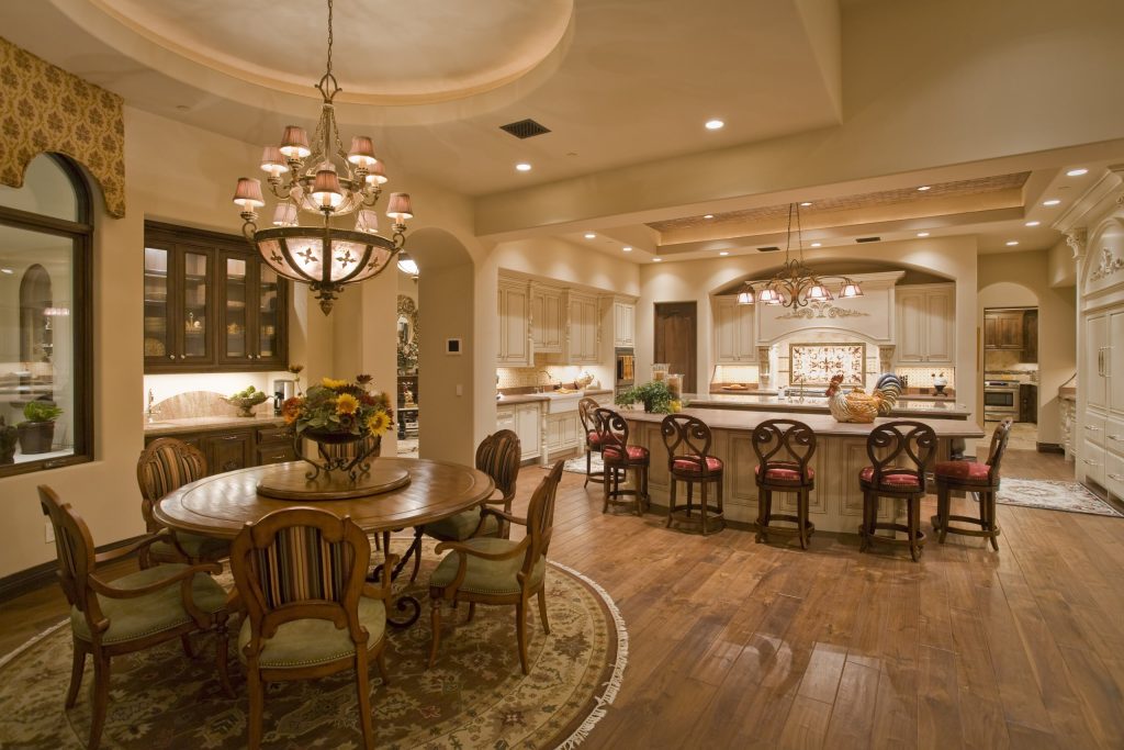 Dining area and kitchen at Mockingbird Estate by Calvis Wyant