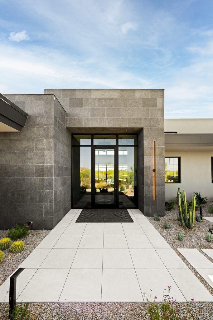 Entry court at the Whisper Rock Modern custom home