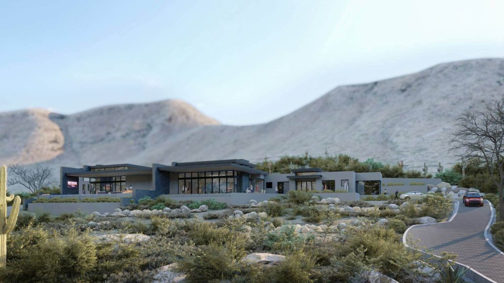 Architectural rendering of the Mummy Mountain residence by Calvis Wyant